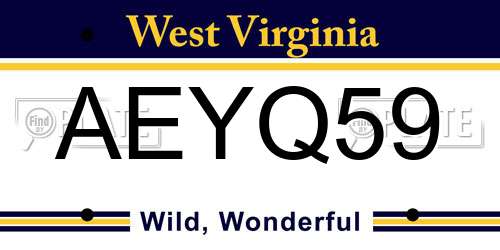AEYQ59 West Virginia License Plate