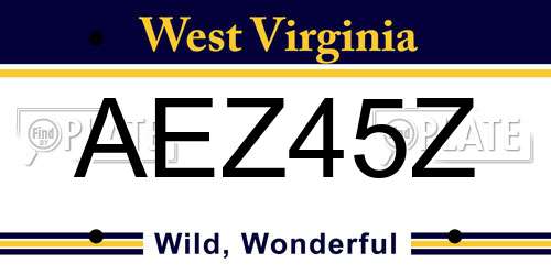 AEZ45Z West Virginia License Plate
