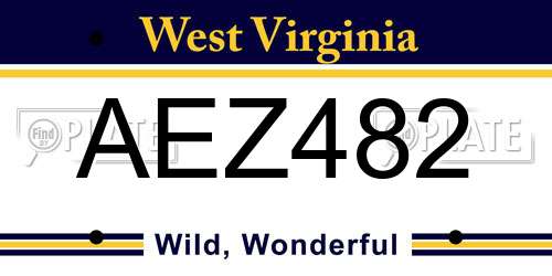 AEZ482 West Virginia License Plate