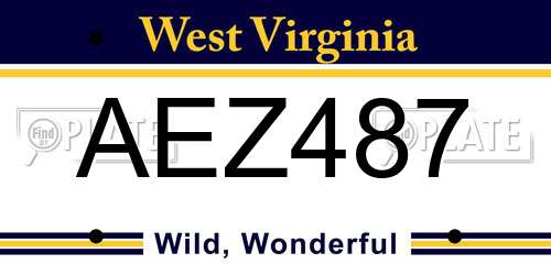 AEZ487 West Virginia License Plate