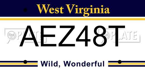 AEZ48T West Virginia License Plate