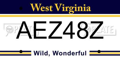 AEZ48Z West Virginia License Plate