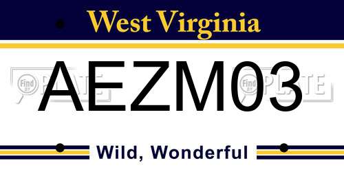 AEZM03 West Virginia License Plate