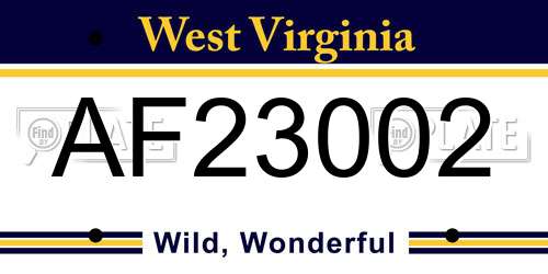 AF23002 West Virginia License Plate