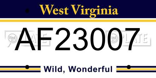 AF23007 West Virginia License Plate