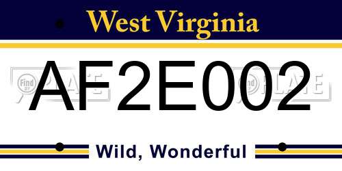 AF2E002 West Virginia License Plate