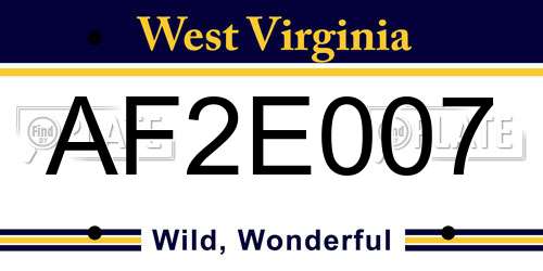 AF2E007 West Virginia License Plate