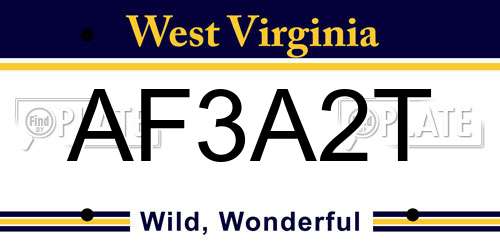 AF3A2T West Virginia License Plate