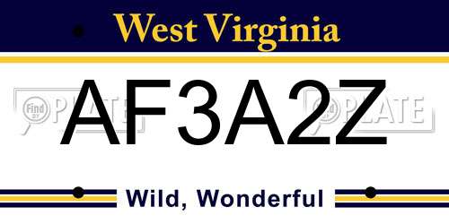 AF3A2Z West Virginia License Plate