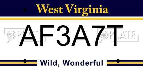 AF3A7T West Virginia License Plate