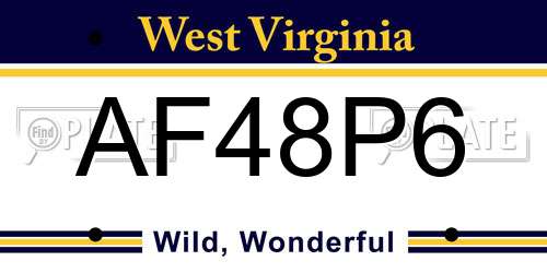 AF48P6 West Virginia License Plate