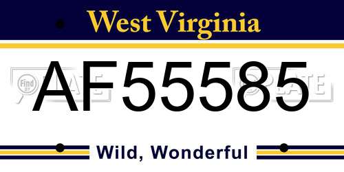 AF55585 West Virginia License Plate