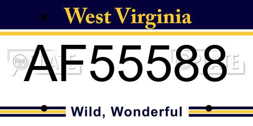 AF55588 West Virginia License Plate