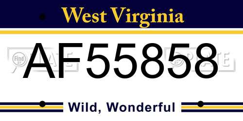 AF55858 West Virginia License Plate
