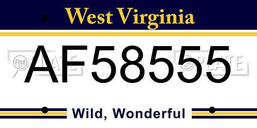 AF58555 West Virginia License Plate