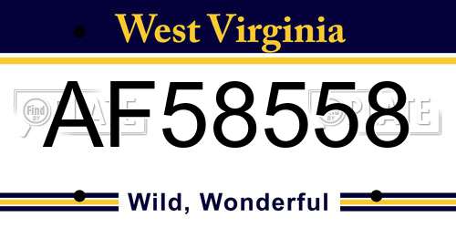 AF58558 West Virginia License Plate