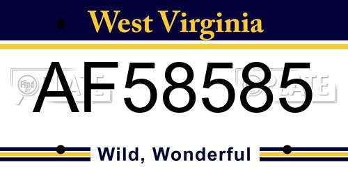 AF58585 West Virginia License Plate
