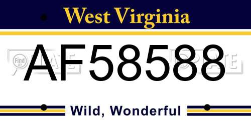 AF58588 West Virginia License Plate