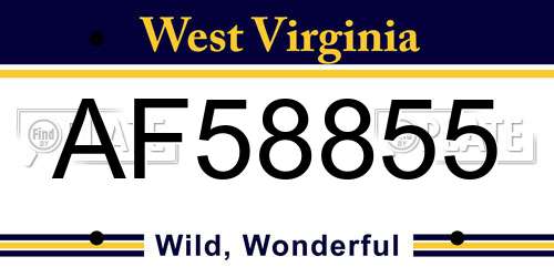 AF58855 West Virginia License Plate