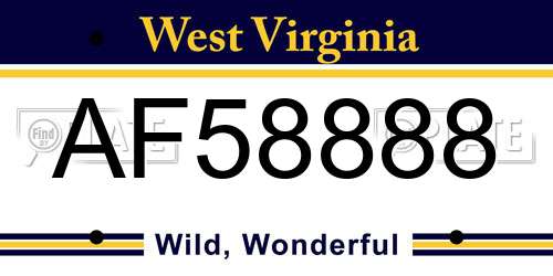 AF58888 West Virginia License Plate