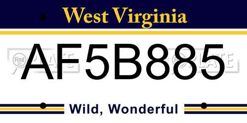 AF5B885 West Virginia License Plate