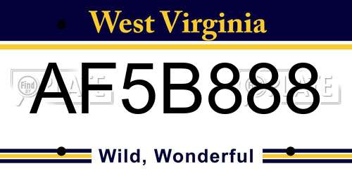 AF5B888 West Virginia License Plate