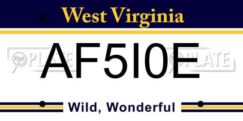 AF5I0E West Virginia License Plate