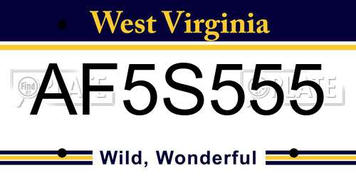 AF5S555 West Virginia License Plate