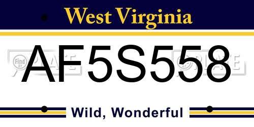 AF5S558 West Virginia License Plate