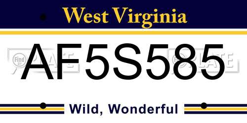 AF5S585 West Virginia License Plate