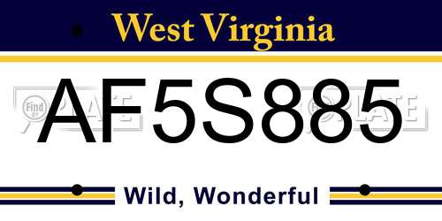 AF5S885 West Virginia License Plate