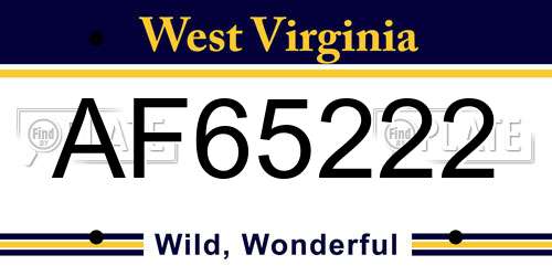 AF65222 West Virginia License Plate