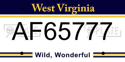 AF65777 West Virginia License Plate