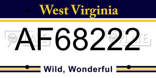 AF68222 West Virginia License Plate
