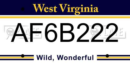AF6B222 West Virginia License Plate