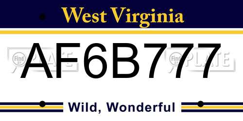 AF6B777 West Virginia License Plate