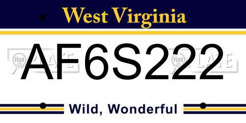 AF6S222 West Virginia License Plate