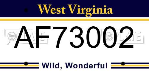 AF73002 West Virginia License Plate