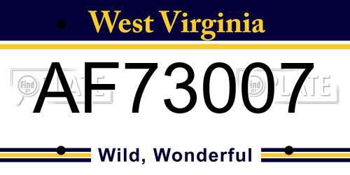 AF73007 West Virginia License Plate