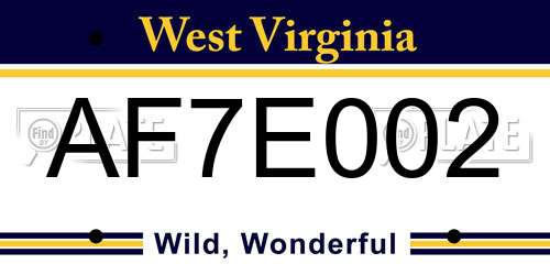 AF7E002 West Virginia License Plate