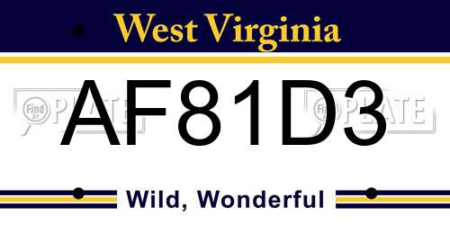 AF81D3 West Virginia License Plate