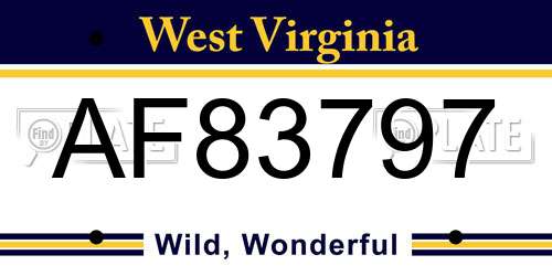 AF83797 West Virginia License Plate