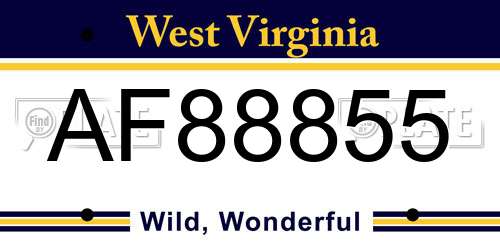 AF88855 West Virginia License Plate