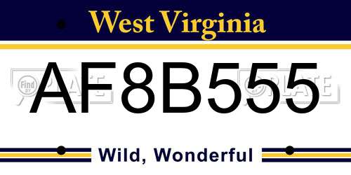 AF8B555 West Virginia License Plate