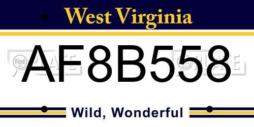 AF8B558 West Virginia License Plate