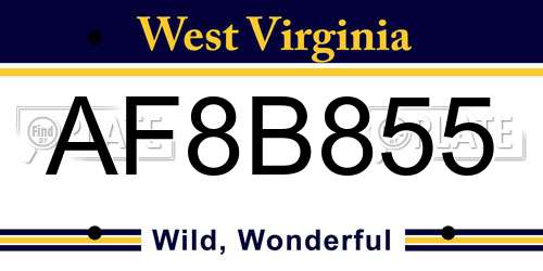 AF8B855 West Virginia License Plate