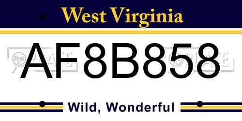 AF8B858 West Virginia License Plate