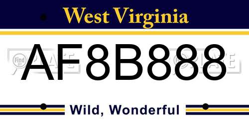 AF8B888 West Virginia License Plate