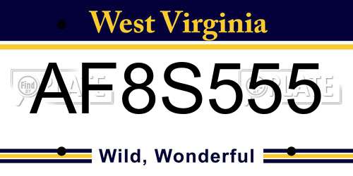 AF8S555 West Virginia License Plate