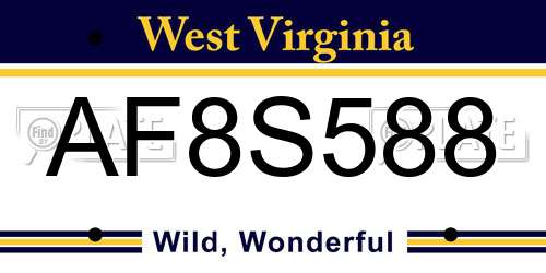 AF8S588 West Virginia License Plate